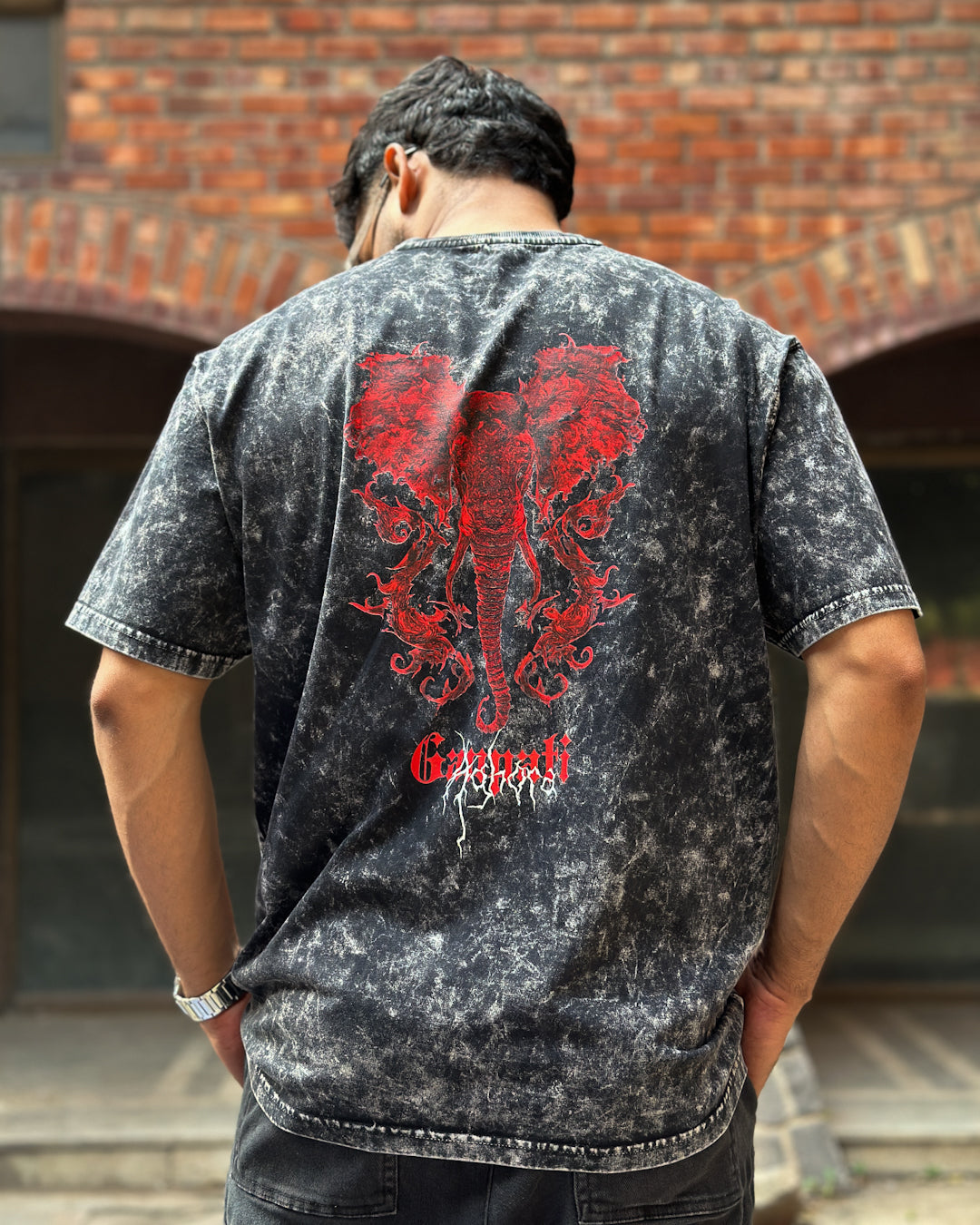 Aghora Ganpati Acid Wash - Oversized T-Shirt